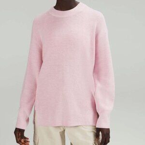 Lululemon Merino Wool Blend Ribbed Crewneck Sweater 6 Womens Pink Peony